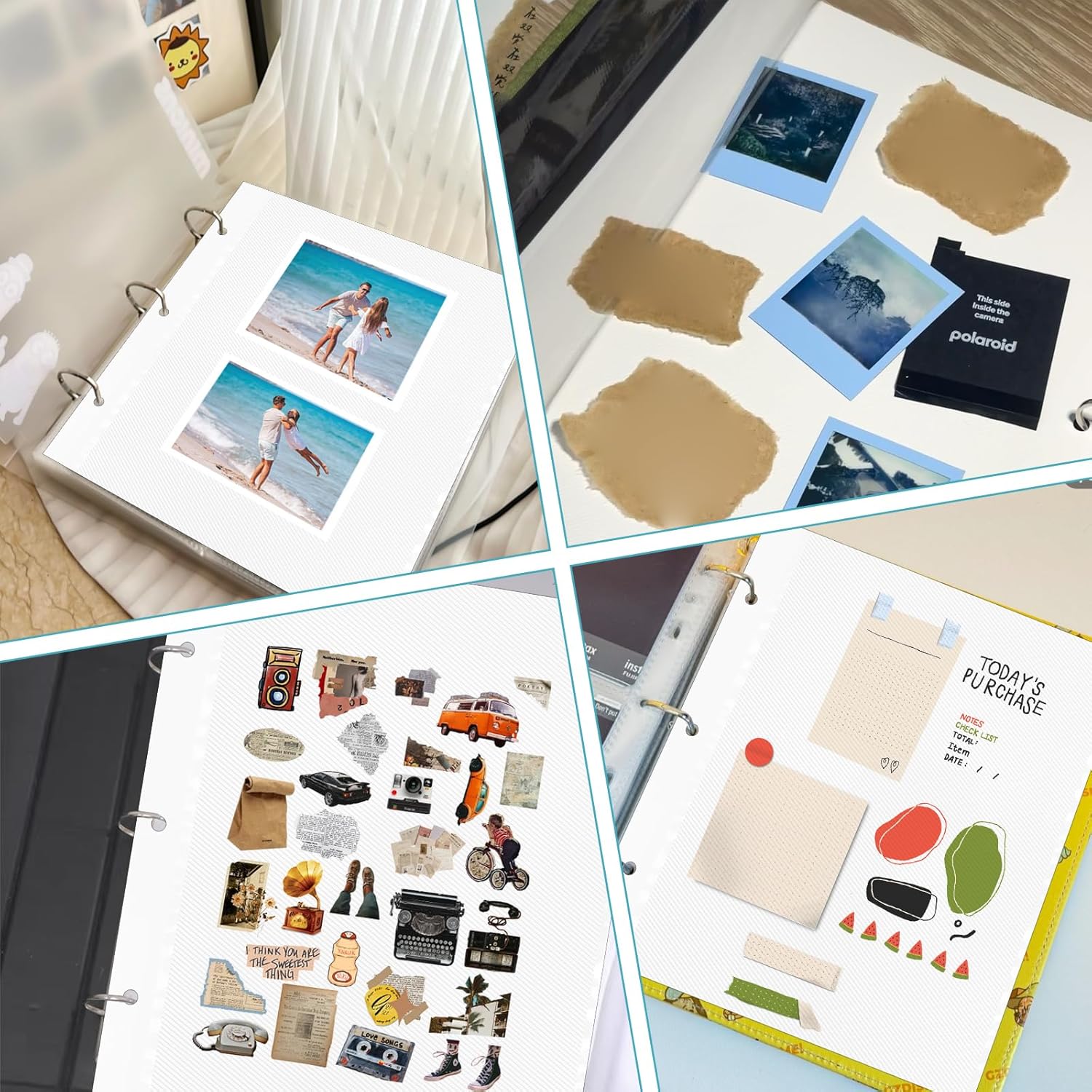 VOKOY 60 Sheets/120 Pages Photo Album Pages for 3 Ring Binder, Self Adhesive Scrapbooking Album Refill Pages Replacement Photo Album Sheets for 2x3 4x6 5x7 8x10 Photo or Cards, 11 x 9 Inch