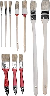 Pinsel-Set 10-teilig - Für wasserbasierte Farben & Lacke - Bestehend aus Flachpinsel, Heizkörperpinsel, Rundpinsel & Emaillelackpinsel - Helle Kunststoffborsten / Malerpinsel / B21623