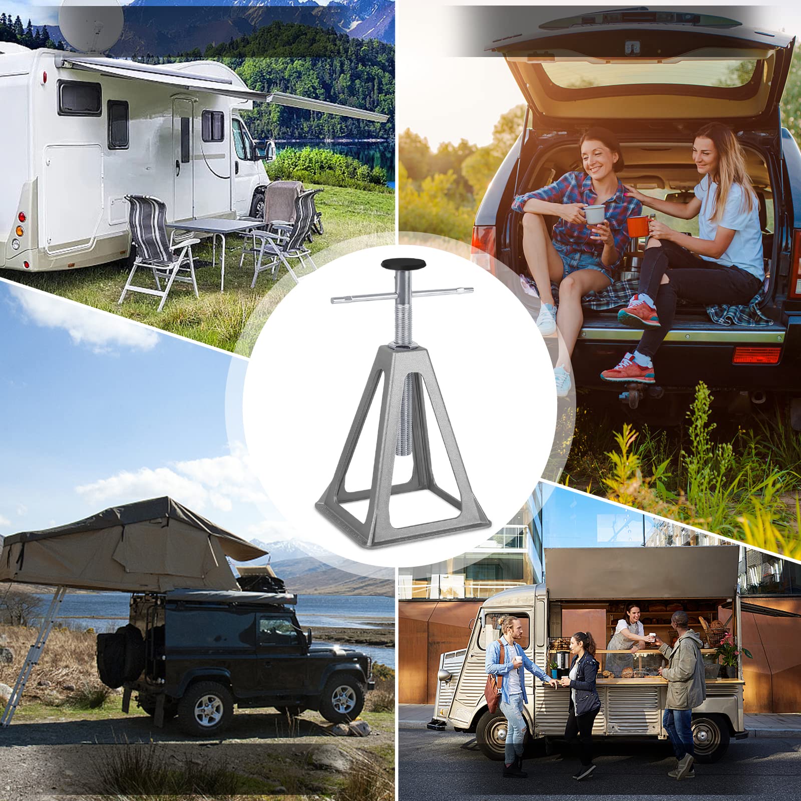 Soportes de altura regulables, 2 unidades para caravanas, soportes de aluminio, soportes, 1000 kg por pieza, soportes para caravanas