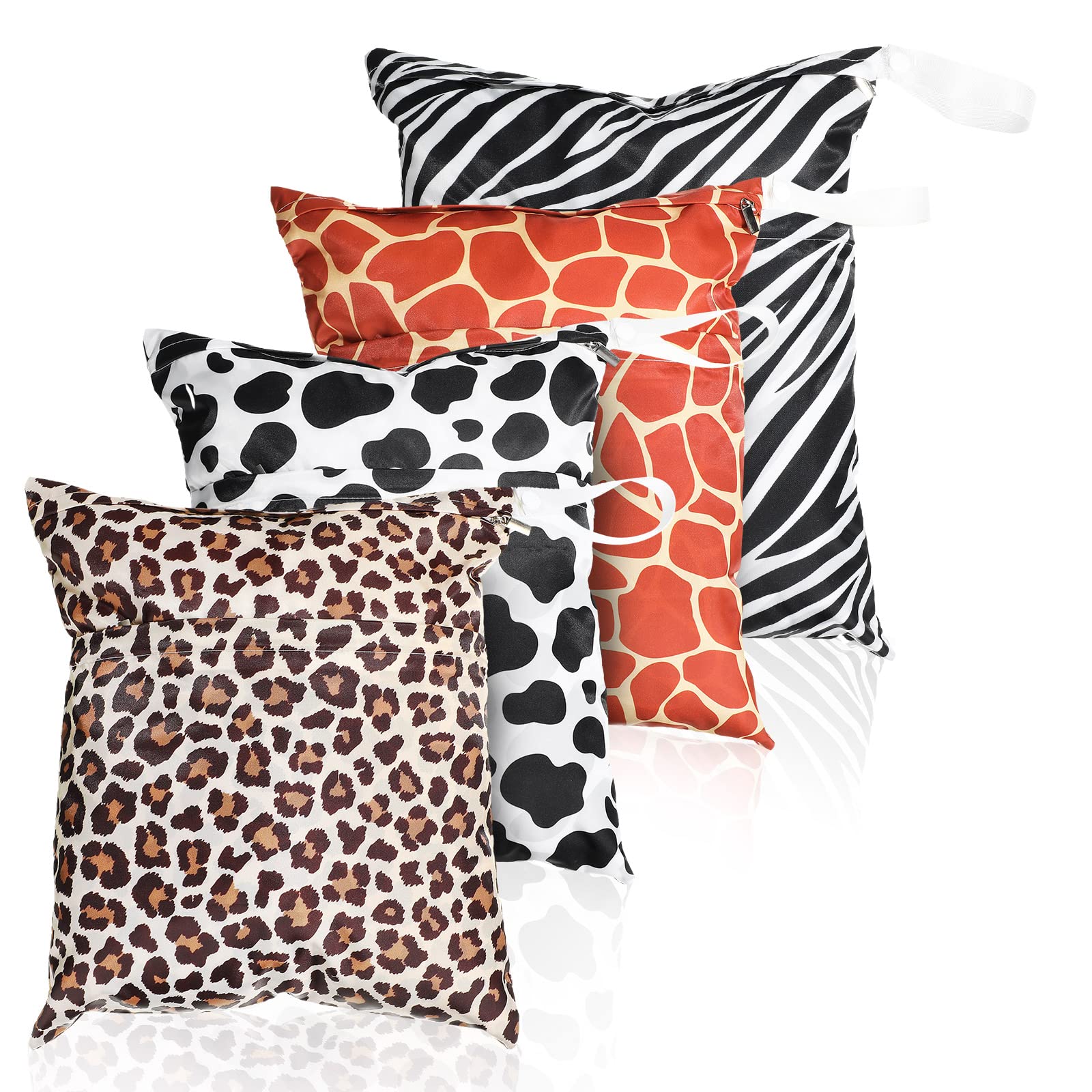 Frienda 4 Pieces Wet Dry Bag for Baby Waterproof Reusable Washable Diaper Bag Sealed with Handle for Travel, Beach, Swimsuit, Diapers, Dirty Gym