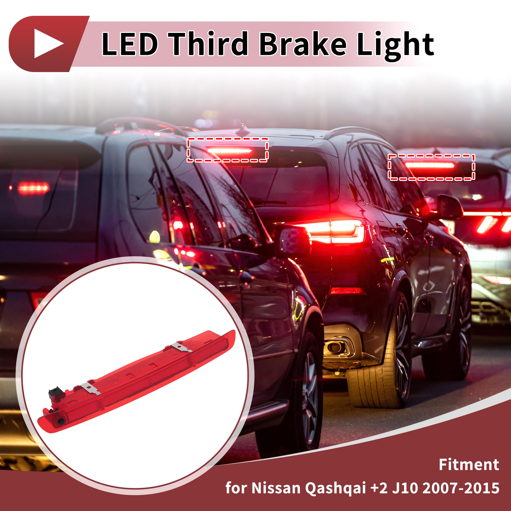 Luce di stop a LED per Nissan Qashqai +2 J10 2007-2015 F26590-JD000 Luce di stop rossa per terza luce di stop montata in alto 26590-JD000 046439