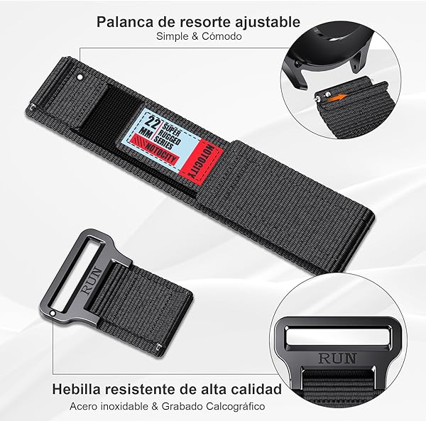 NotoCity Correa para Huawei Watch GT2/3/4/5/Pro 46mm/GT Runner, 22mm Nylon Banda para Samsung Galaxy Watch 3 45mm/Galaxy Watch 46mm/Gear S3 Classic - 3