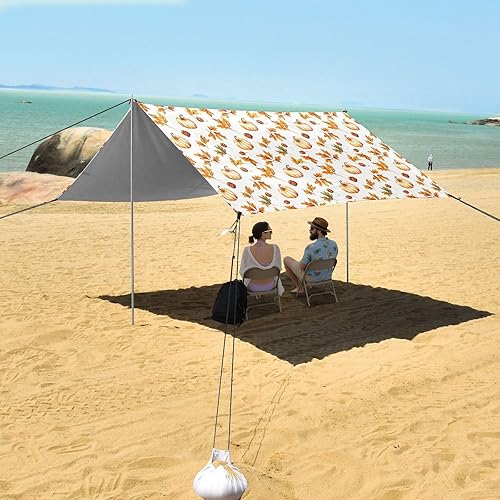 Miniatura 7 de Seamless Pattern of Pumpkin and Acorn Leaves Beach Cabana Tent UPF50 Easy Setup Large Sun Shelter with Carrying Bag for Camping, Picnics, Backyard &