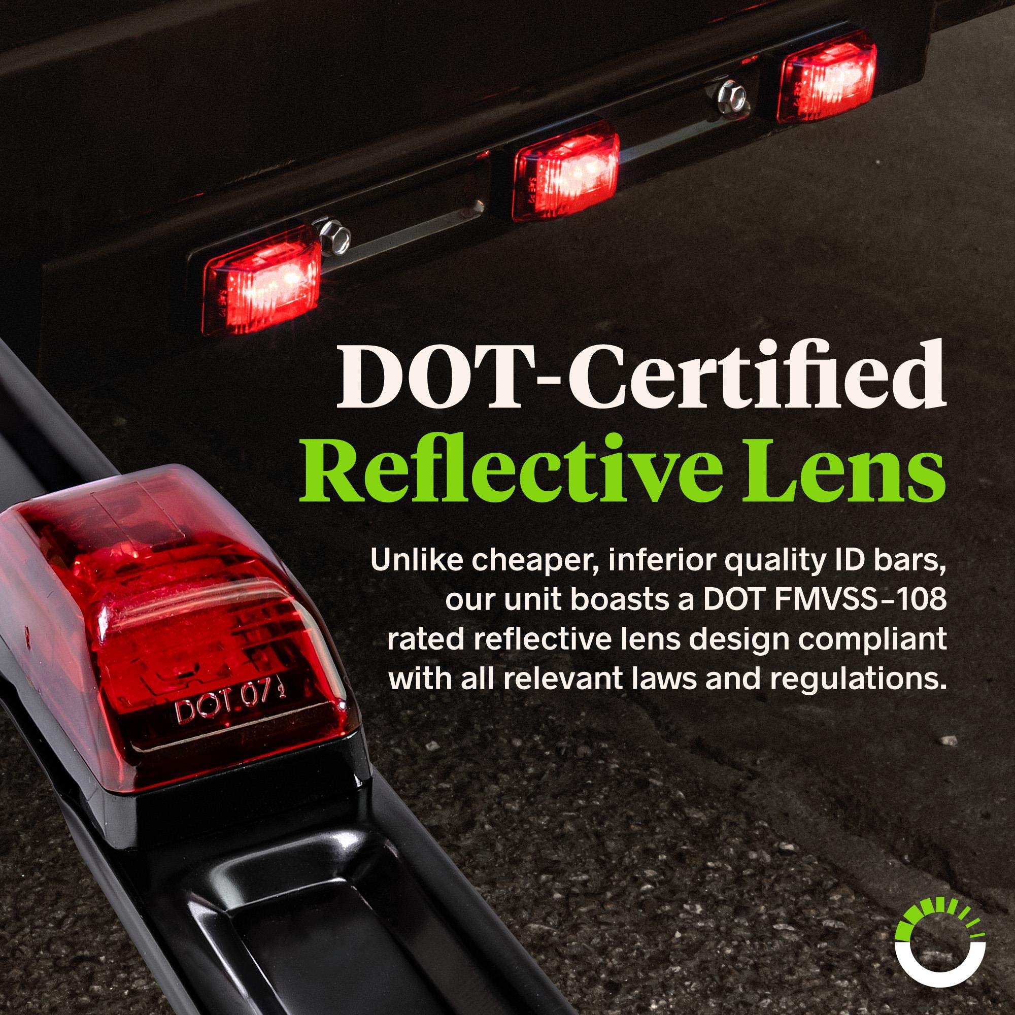 15" 9 LED 3 Red Trailer Light Bar [DOT FMVSS 108] [SAE P2] [IP67