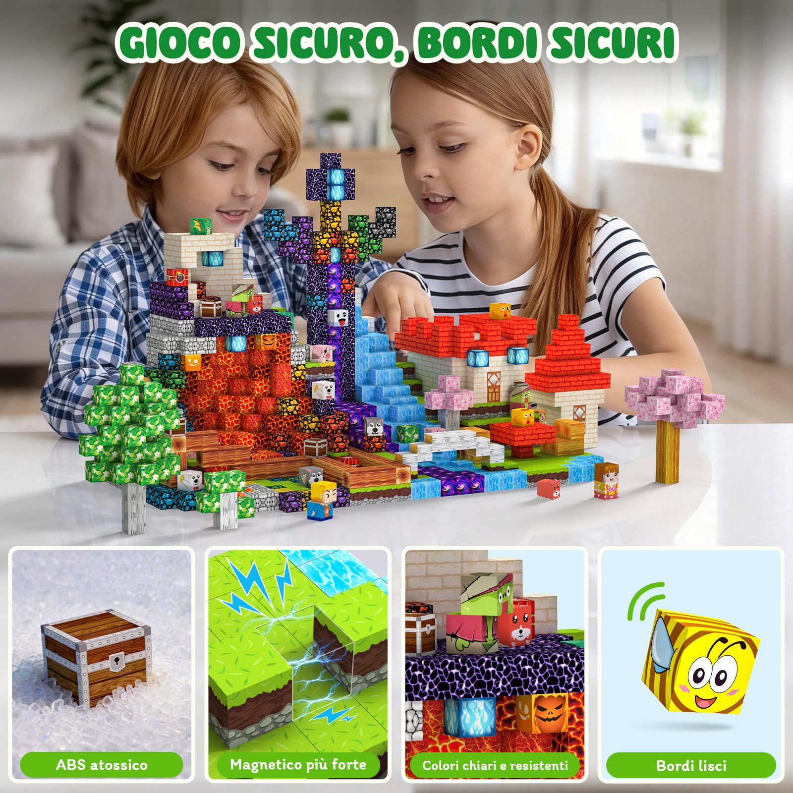 Costruzioni Magnetiche per Bambini 150 PCS 2CM 3+ Giochi Cubi Magnetici, Blocchi Building Blocks Giocattoli Montessori a Partire da 3 4 5 6 7 8 9 10 11 12 Anni Regali di Compleanno per Ragazzi