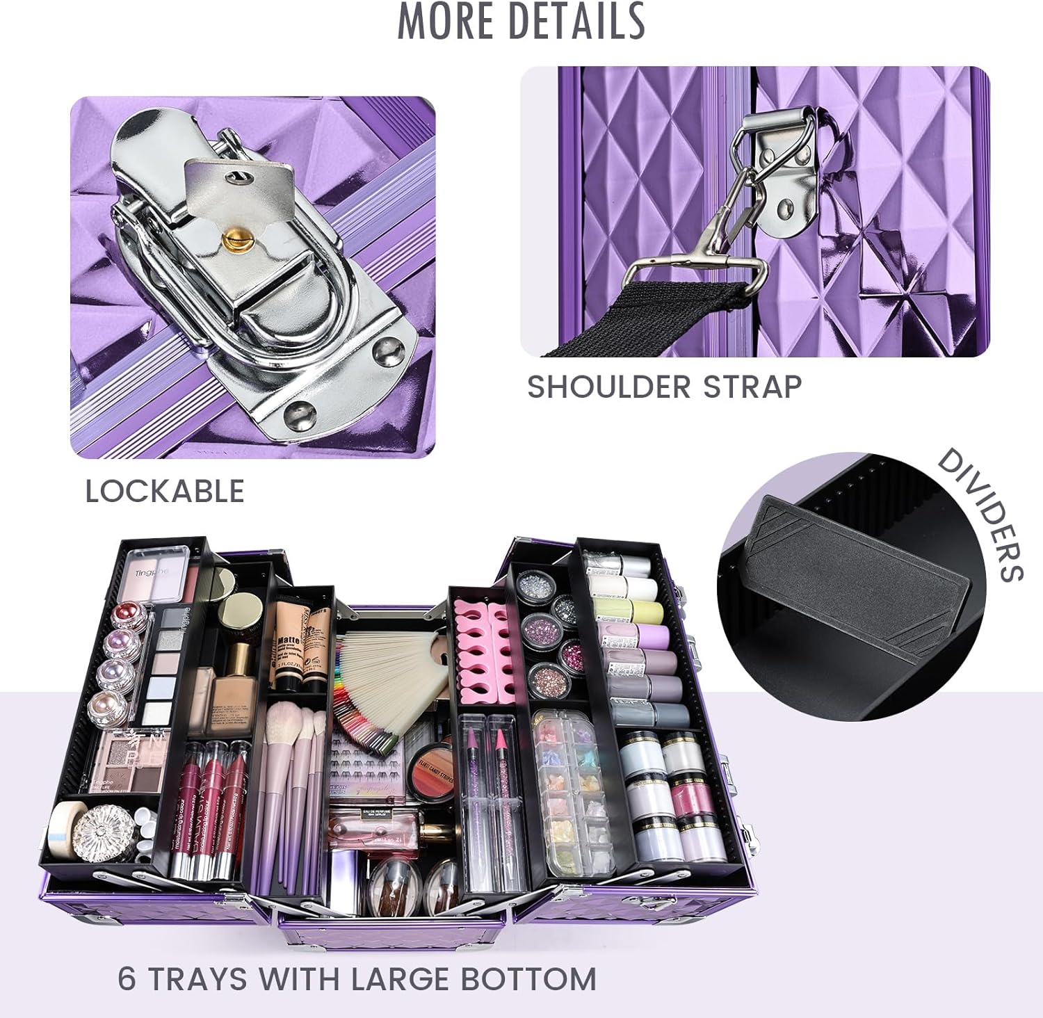 FRENA Makeup Train Case Makeup Case 12.6 Inch Lar Cosmetic Box