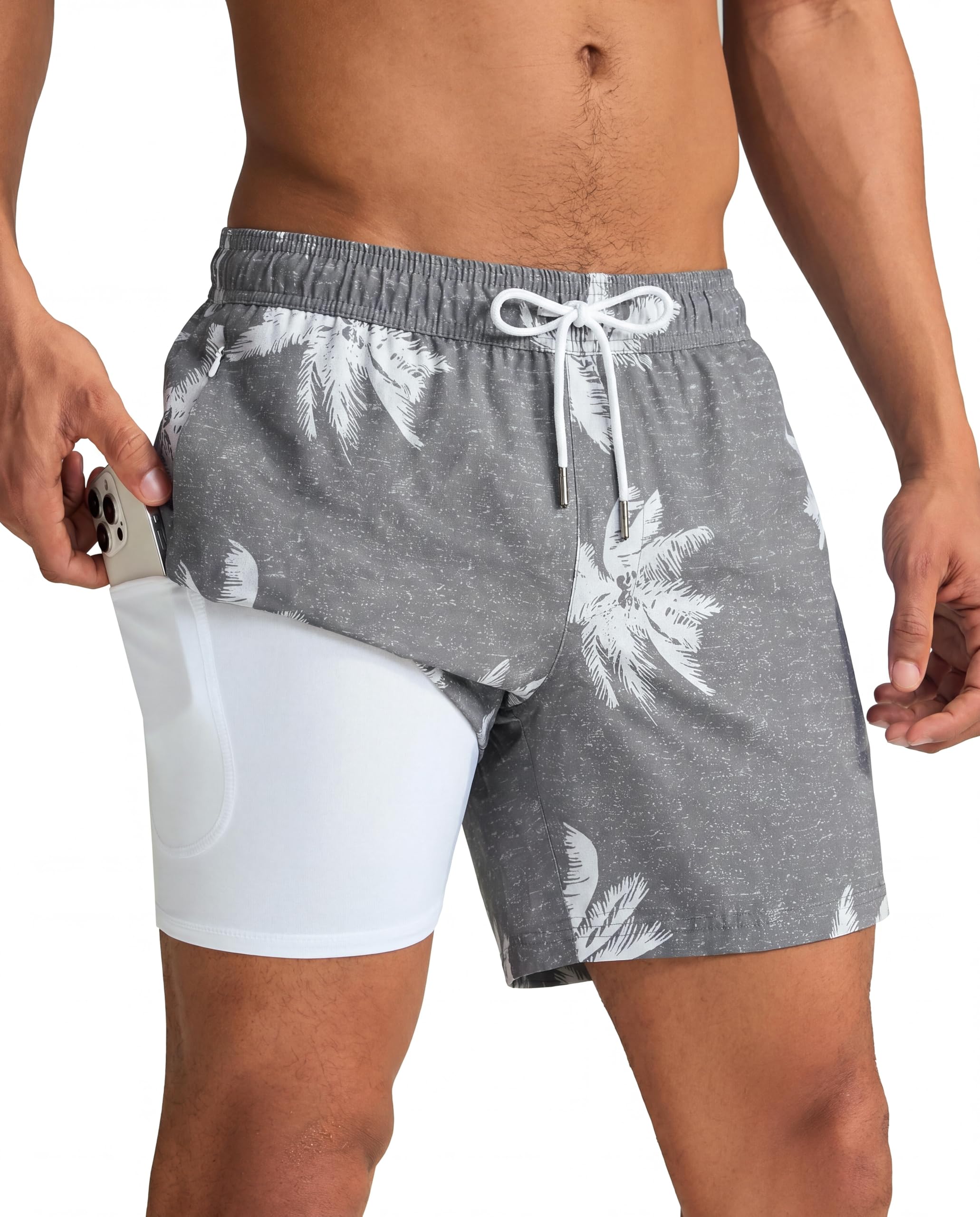 maamgic Mens Swim Trunks with Compression Liner 5 Inch Quick Dry for Beach