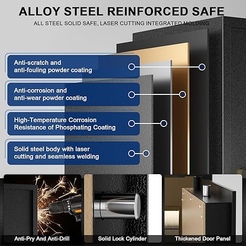 Miniatura 3 de TIGERKING Caja fuerte grande para armas de 6-8, para rifle y pistola en casa, armarios para rifles y escopetas con 3 estantes extraíbles