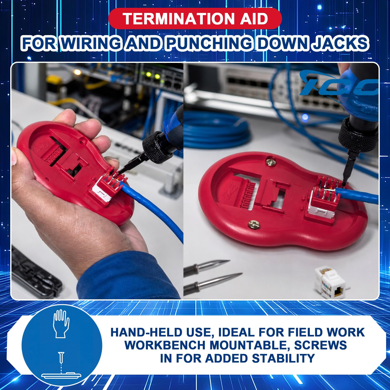 Tellegloww Confezione da 50 jack Keystone Rj45 Cat6 da 180 gradi, inserti per piastra di rete per modulo di rete, connettori Ethernet o pannello patch senza attrezzi 110