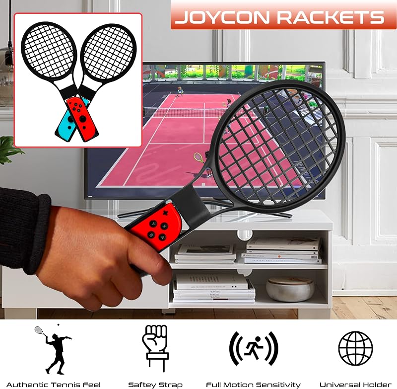 Orzly Nintendo Switch Kiegészítő Csomag - Teniszütő, Golfütő, Chambara Kard, Lábpánt és Joy-Con Markolat Hordtáskával - Fekete
