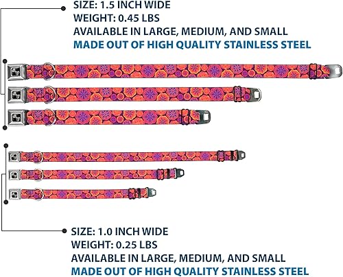 Miniatura 3 de Collar de perro Hebilla de cinturón de seguridad Boho Mandala Morados Naranjas Pinks 11 a 17 pulgadas 1.0 pulgadas de ancho, DC-W32884-M