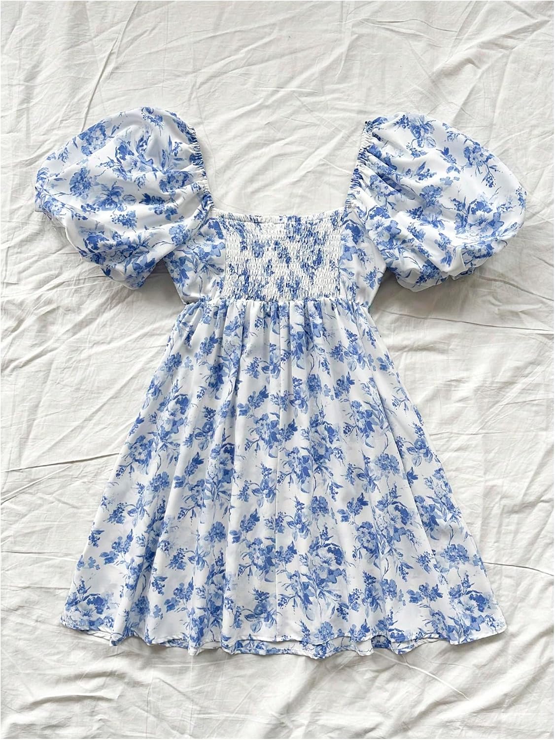 Floerns Women's Floral Dress Puff Sleeve Dress Square Neck Summer Vacation Picnic Mini Dresses - Image 2