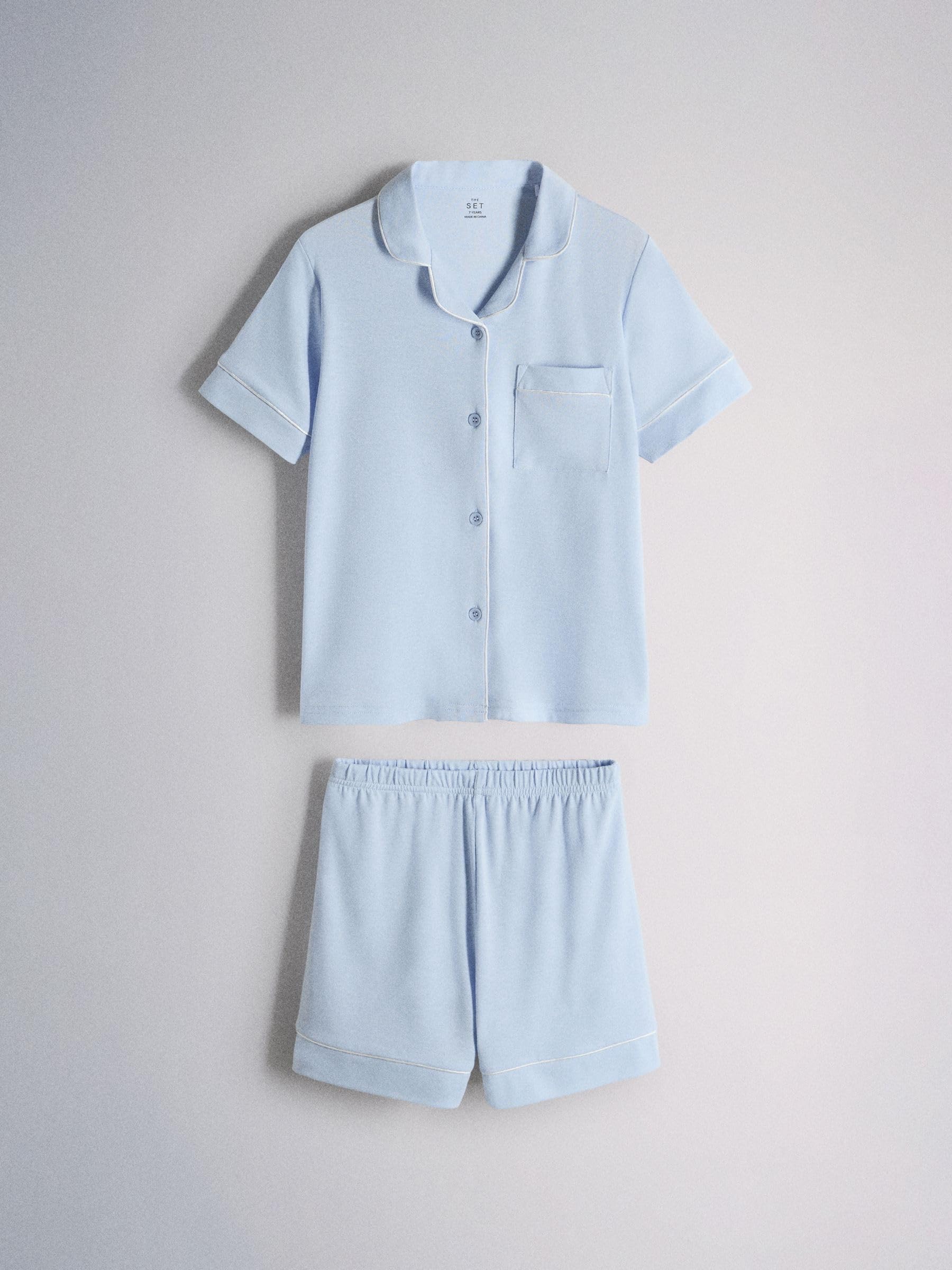 THE SET Ragazza Confezione da 2 Pigiami con Maglia a Maniche | Bambino, corte e shorts morbidi al tatto, Standard, Mid Rise, Pull On