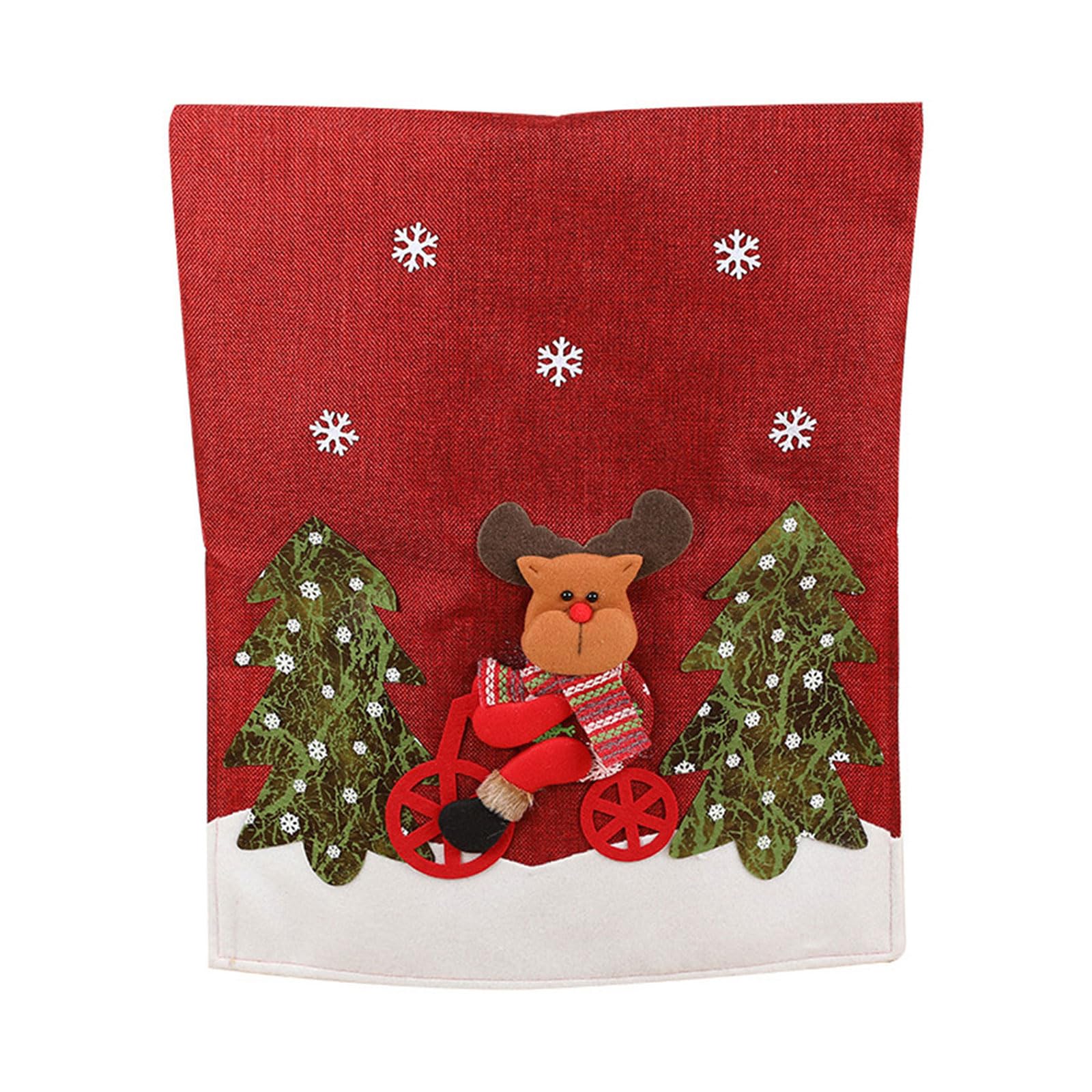 Nucelit Christmas Chair Covers Redness Santa Snowman Deer Soft Felts Chair Slipcover for Dining Room Holiday Decoration Christmas Covers