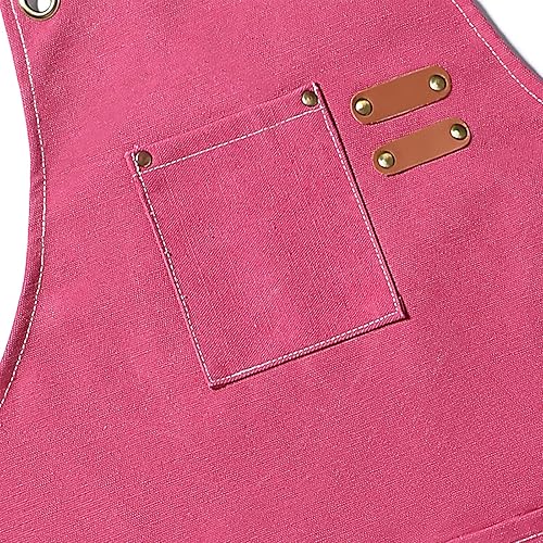 Miniatura 4 de AFUN Delantales de chef para hombres y mujeres con bolsillos grandes, lona de algodón con espalda cruzada, delantal de trabajo ajustable resistente,