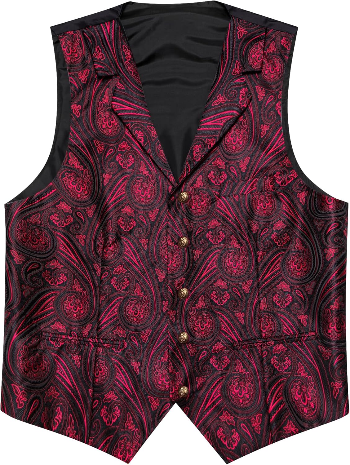 Barry.Wang Mens Silk Lapel/Shawl Collar Vest Tie Sleeve Holder Set Formal/Casual Paisley Vests Wedding Tuxedo Waistcoat - Image 5