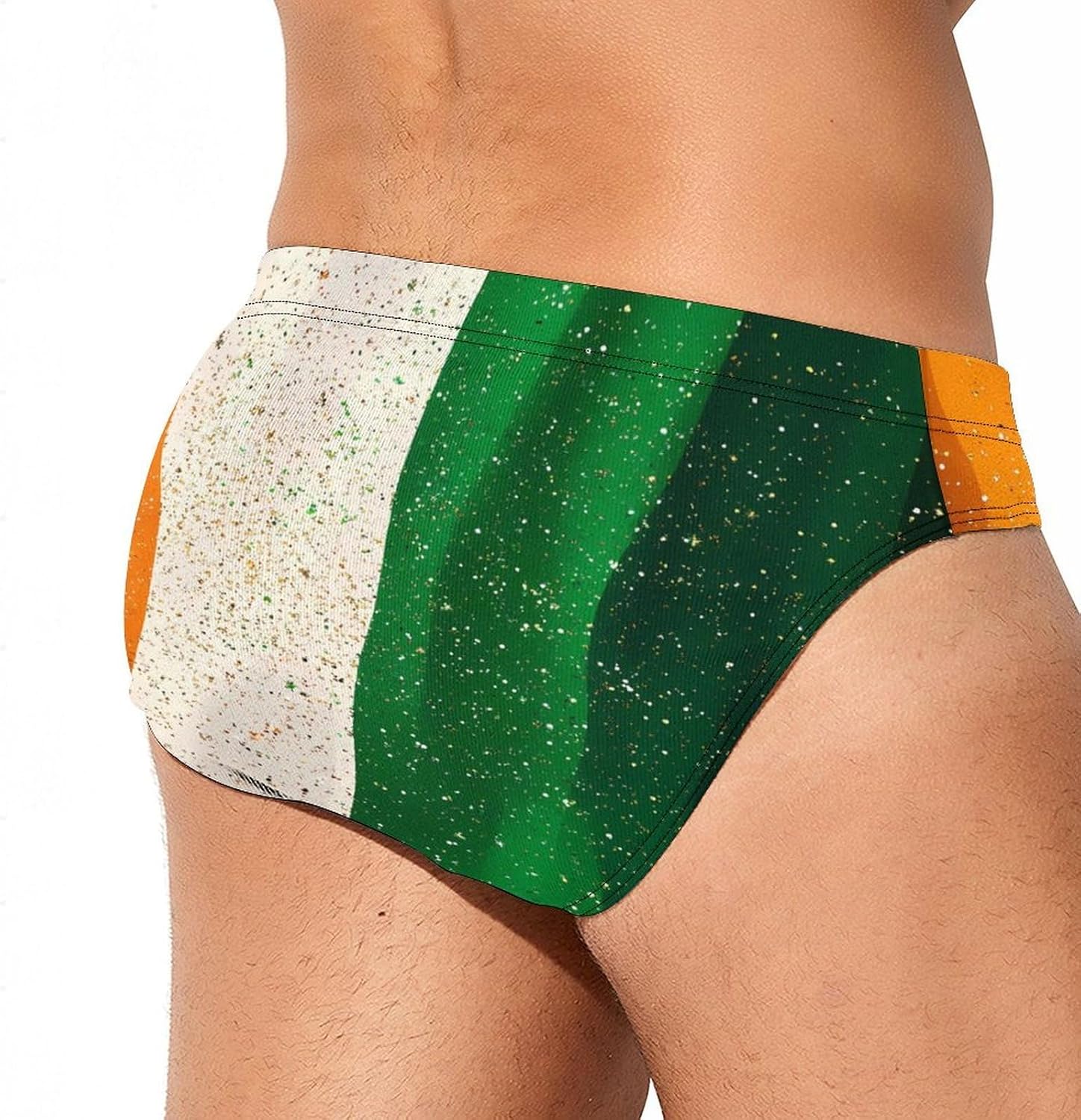 Irish Flag Men's Swimsuit Brief Sexy Bikini Briefs Retro Printed Swimwear Quick Dry Swimming Trunks 3X-Large