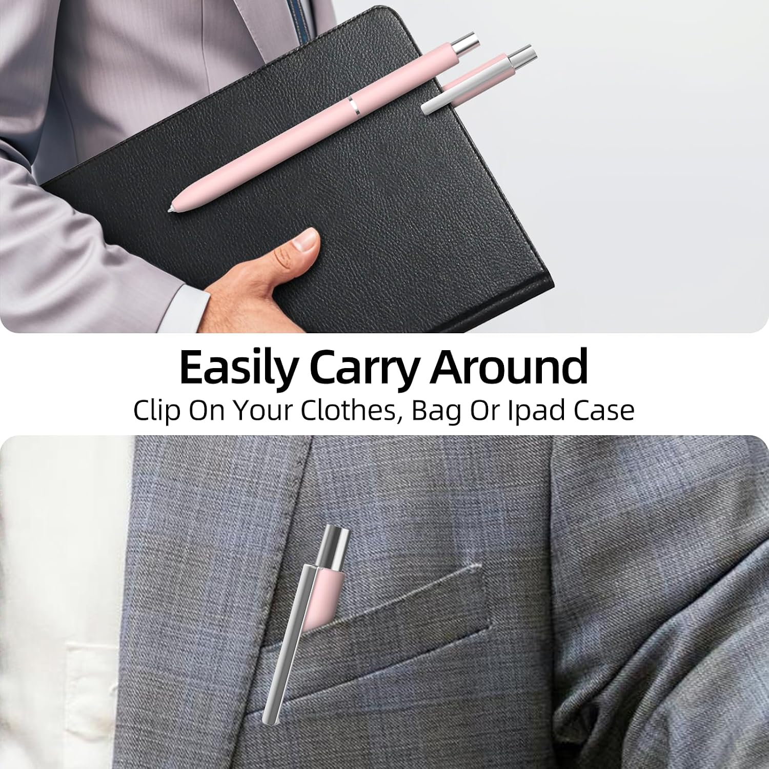 AZF Pencil Case Compatible with Samsung Galaxy Tab S7/S7plus/S8/S8Ultra/S9/S9 Ultra/S10 S Pen Case,with Sturdy Clip,Hard PC S Pen Cover,Support Double-Tap,Light. (Pink)