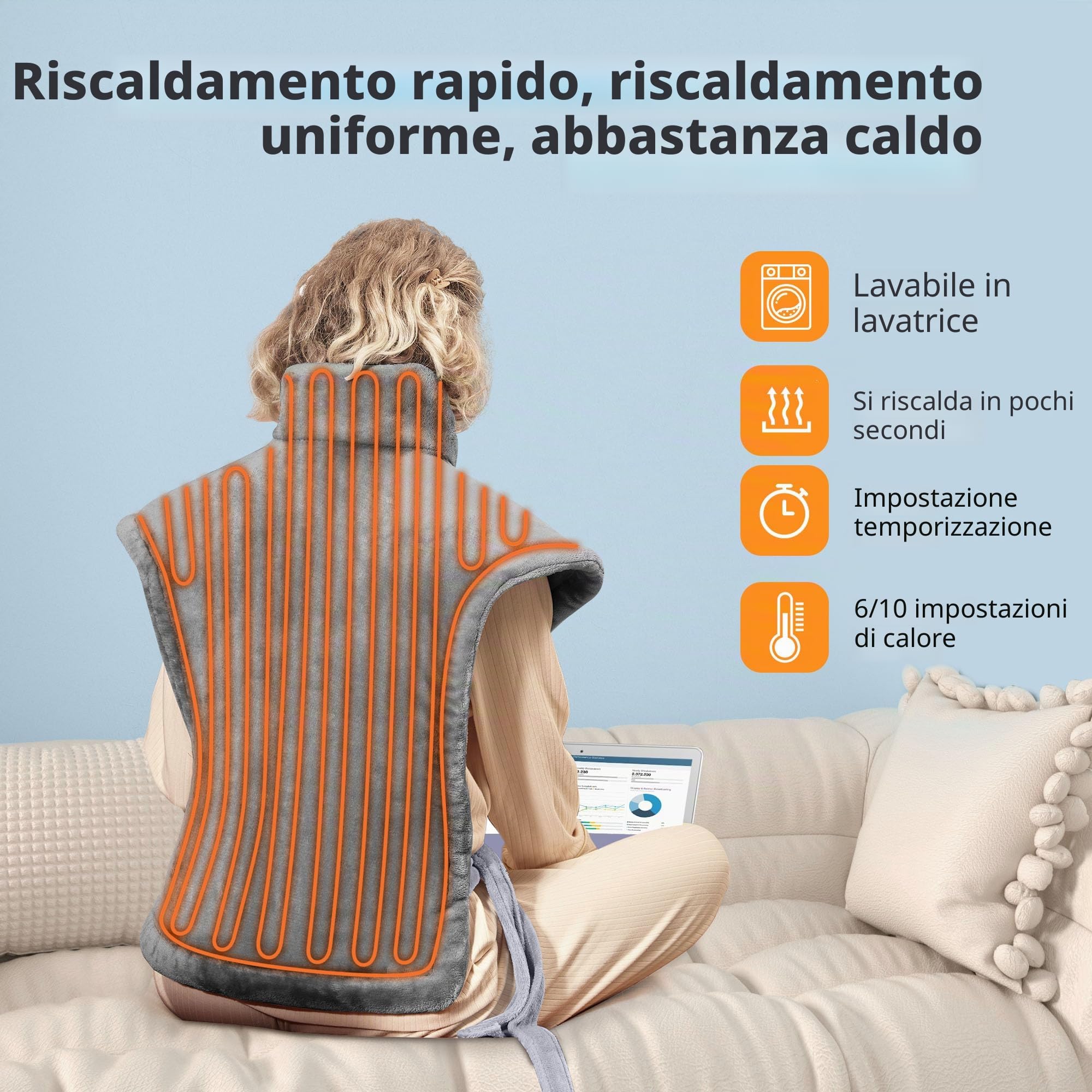 Cuscino riscaldante per alleviare il mal di schiena, cuscino riscaldante ponderato da 24 "x 33"