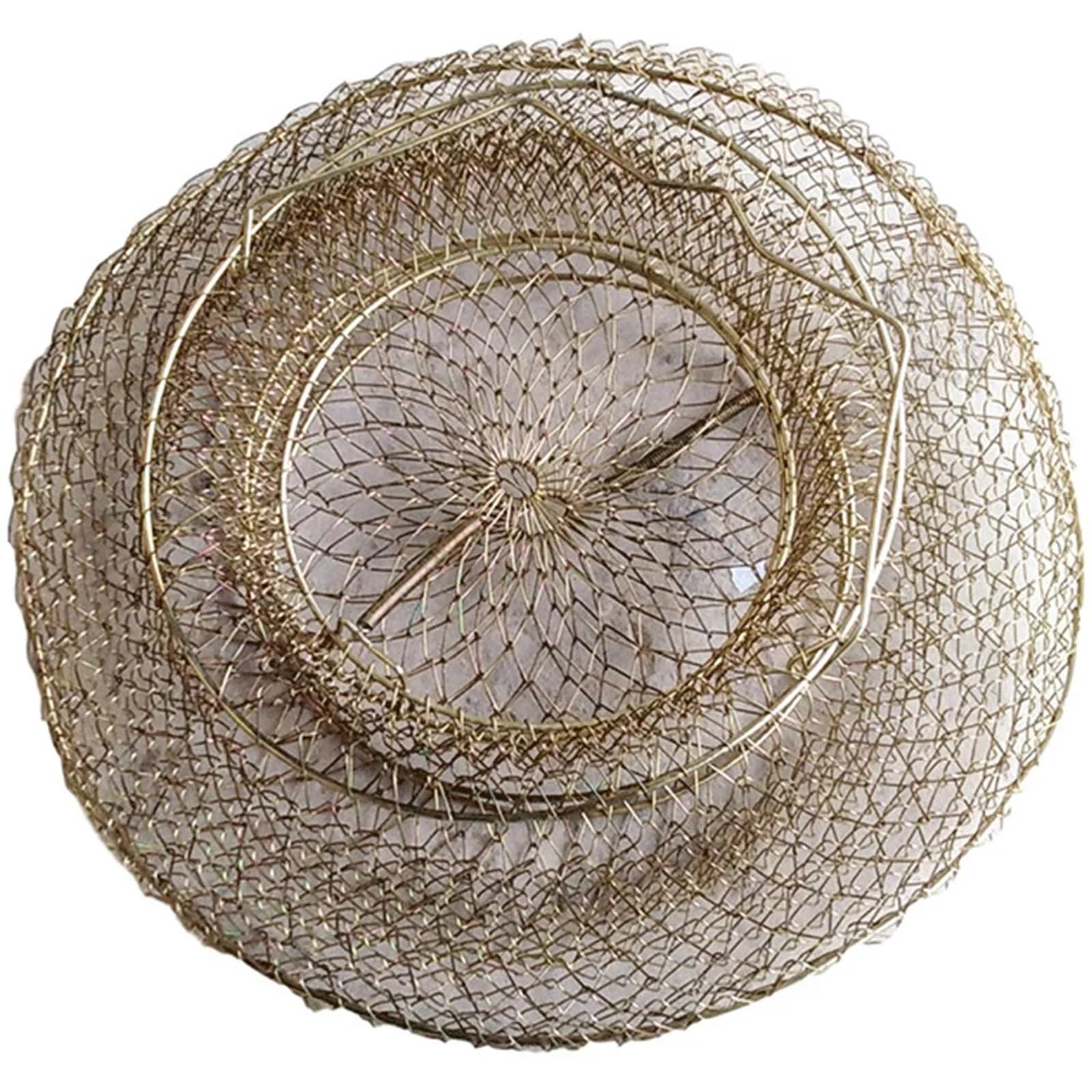 Cesta De Pesca Plegable Malla De Hierro Flotante Plata 48x30cm