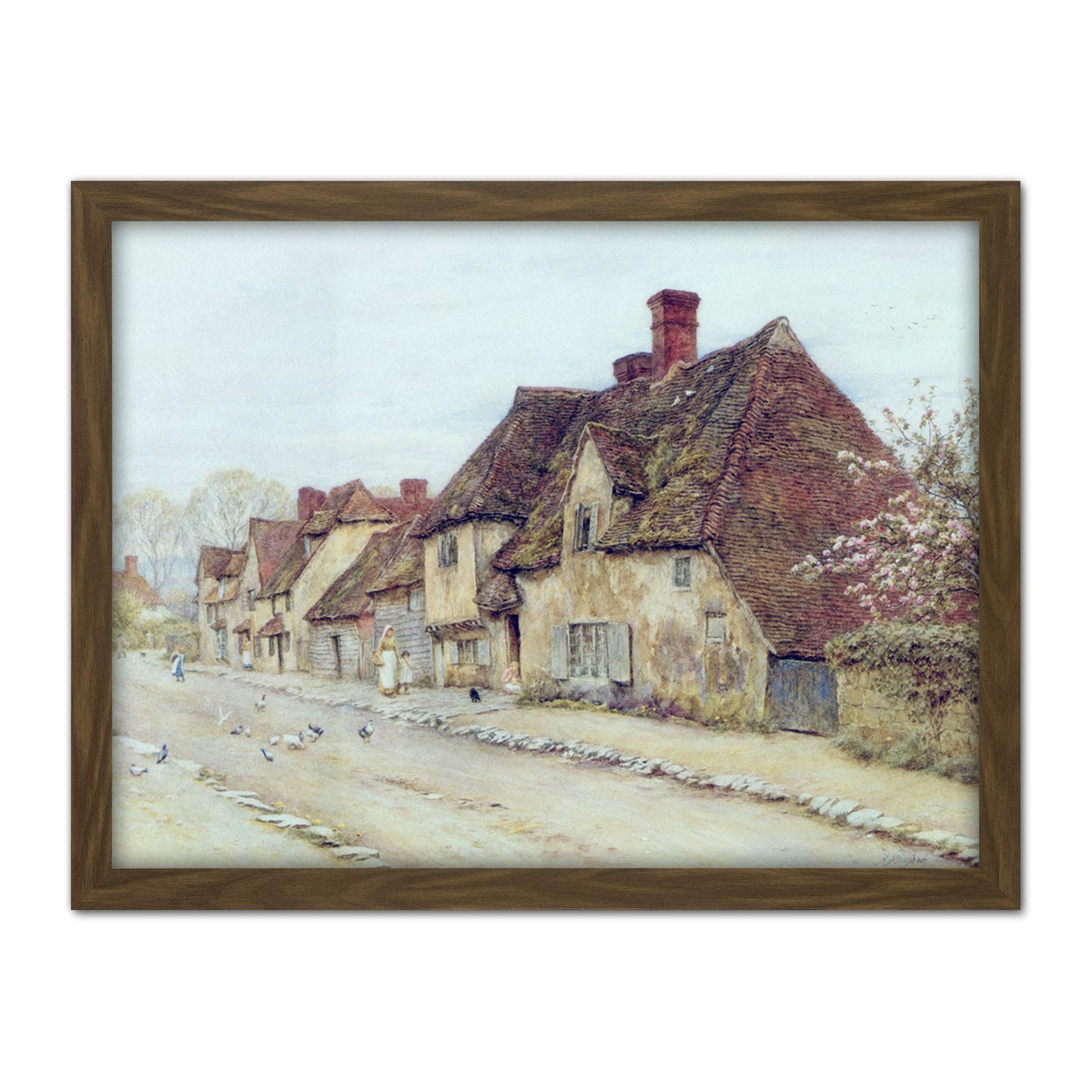 Helen Allingham Village Street Houses Painting Artwork Framed Wall Art Print 18X24 Inch