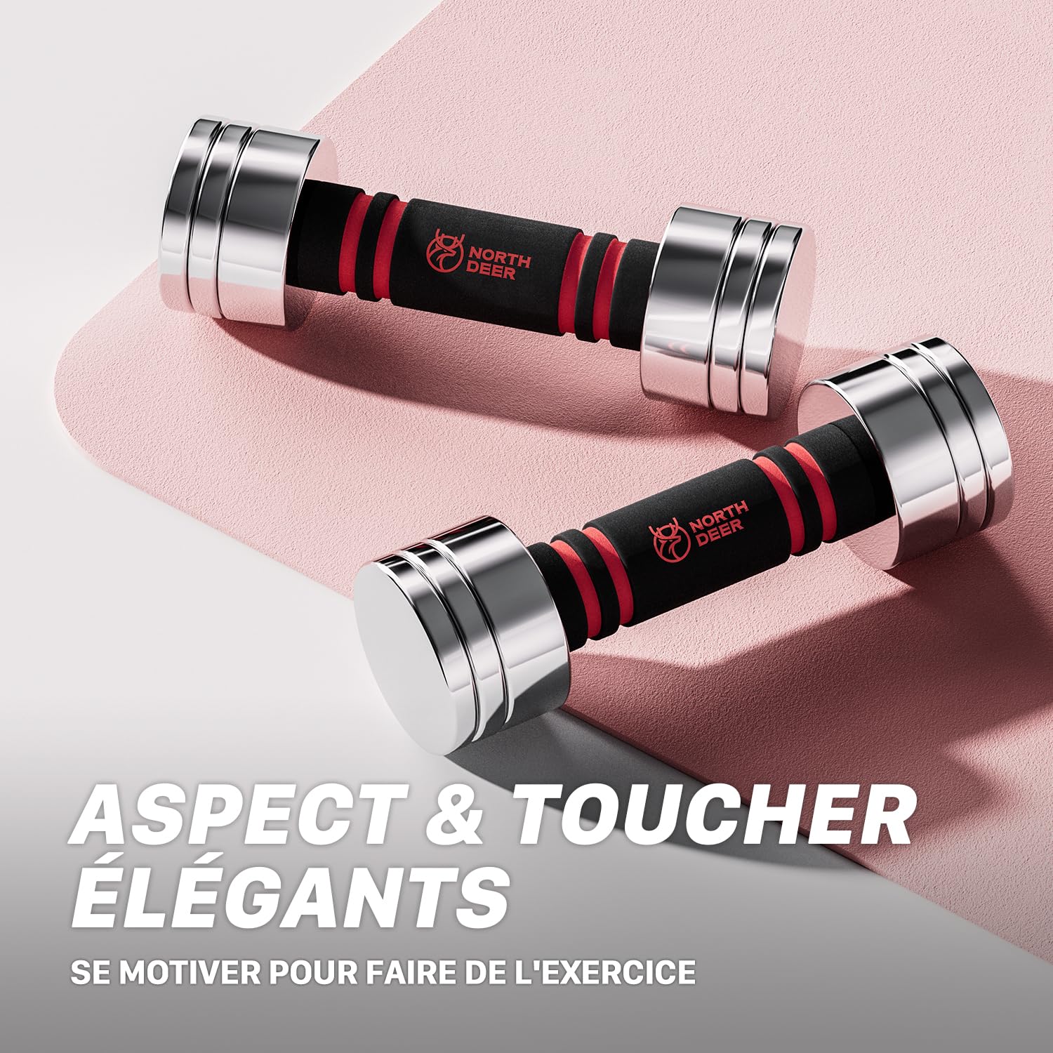 Northdeer Haltères en Acier 2,5kg 5kg 7,5kg 10kg 15kg 25kg - Haltères Réglables Ultra Compacts avec Poignée en Mousse – Sport à Domicile Gym Fitness Aérobic