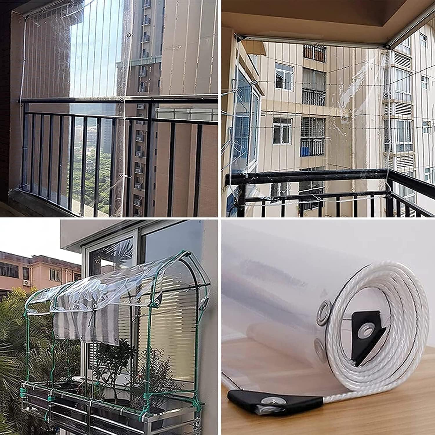 Transparente Plane 1 * 3m Glasklar-Mit 1 Reißverschluss PVC Abdeckplane mit ösen 0.35mm Pflanzenschutz Schutzplane Regen-Vorhänge Glas Klare wasserdichte Allzweckplane Tarps 400g/m²