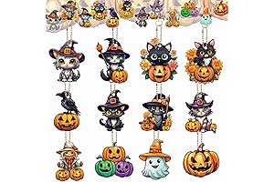 12 Pcs Halloween Diamond Painting Keychains