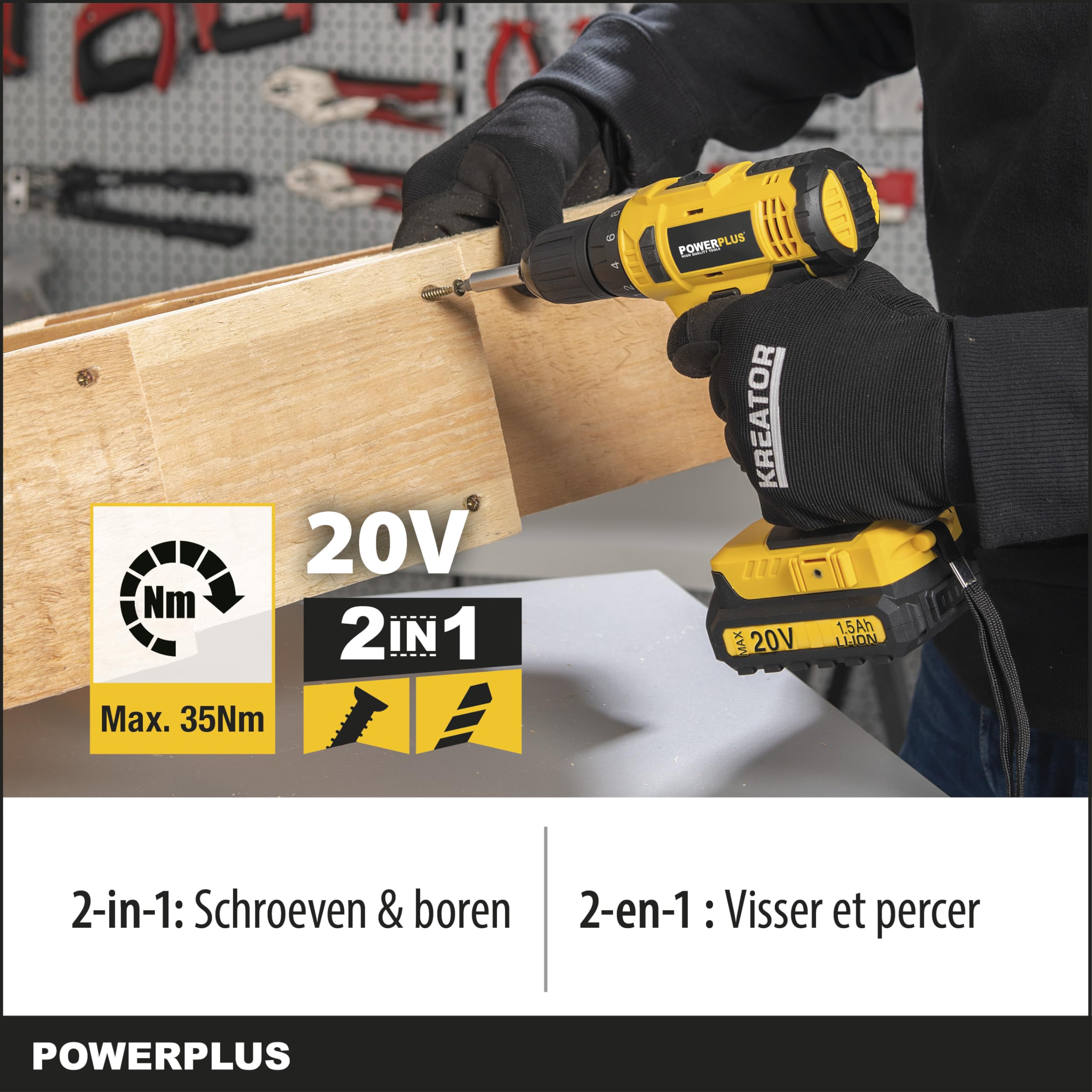 Powerplus POWX00435 POWX00435-Taladro/Atornillador 20v Li-ion 2 Bat