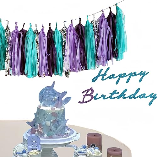 Miniatura 7 de Guirnalda de borla azul pancarta de borla de seda para decoración de fiesta de bebé niño paquete de 20