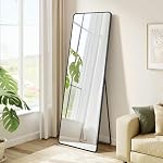 SONGMICS Full Length Mirror, 59 x 16 Inches, Rectangle Full Body Floor Mirror with Stand, Aluminum Alloy Frame, Tempered Glass, for Bedroom, Living Room, Cloakroom, Ink Black ULFM034B01V1