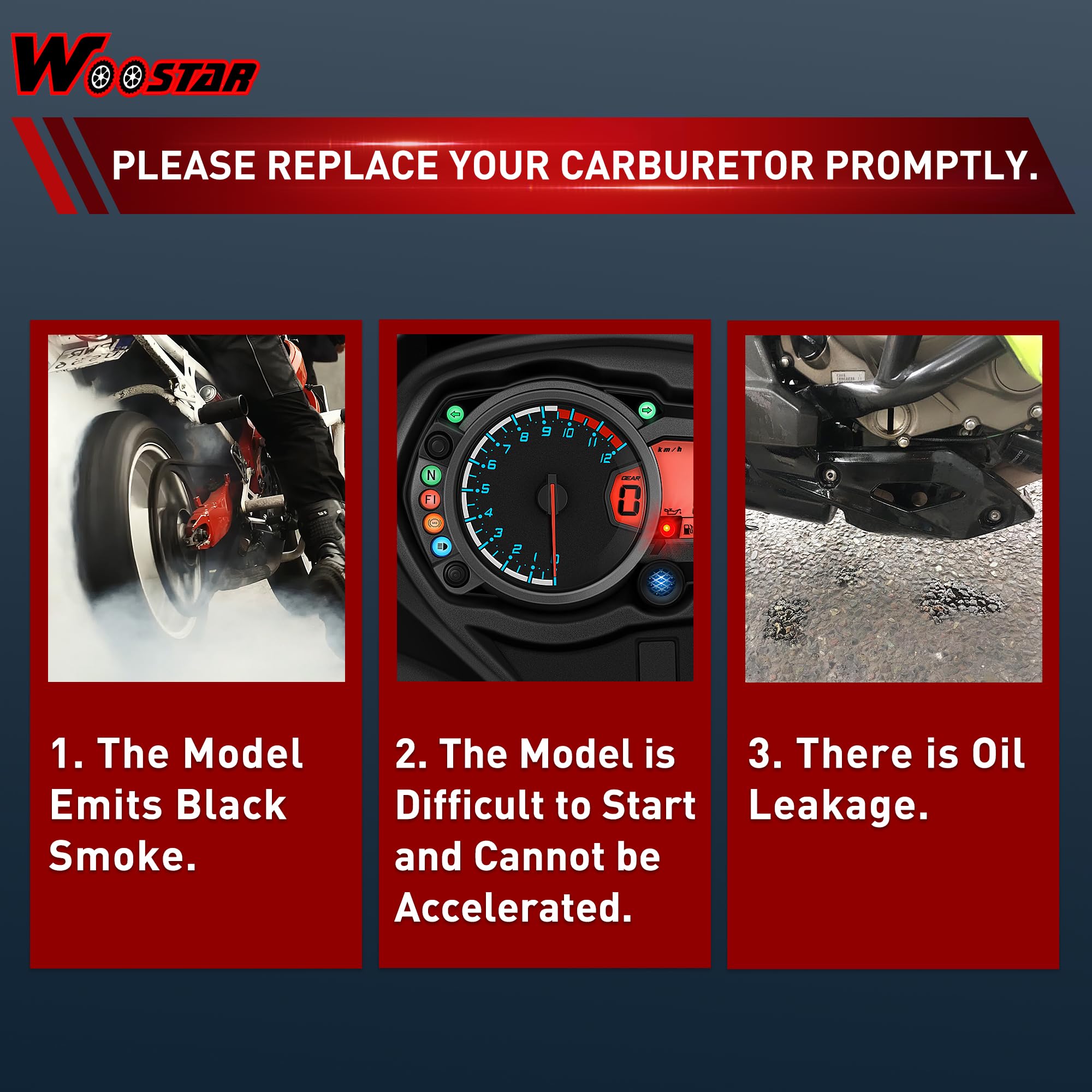WOOSTAR PZ19 Carburador con Filtro de Combustible Tubo Gasolina Juntas Reemplazo para Taotao GY6 50cc 70cc 90cc 110cc 125cc ATV 4 Wheeler Quad Dirt Pit Bike Go Kart Ciclomotor