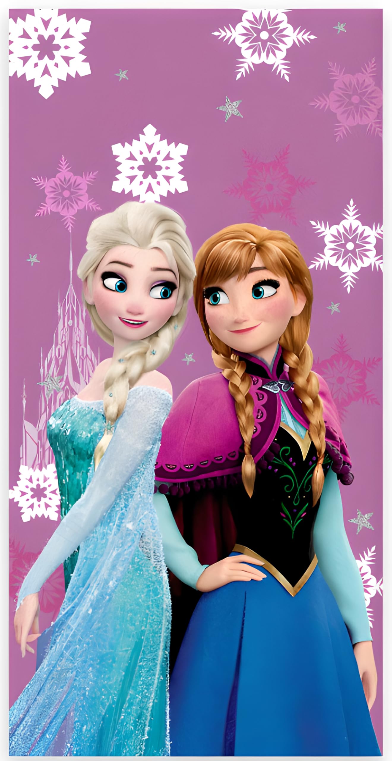 BrandMac Disney Frozen Beach & Bath Towel 70x140cm, 100% Cotton | Soft & Absorbent Kids Bath & Swim Towel | Official Frozen Anna & Elsa Princesses Towel | Ideal for Beach, Bath and Pool