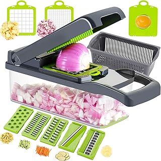 Ourokhome Vegetable Chopper, Onion Chopper, 12 in 1 Professional Mandoline Slicer for Kitchen, Multifunctional Food Choppe...