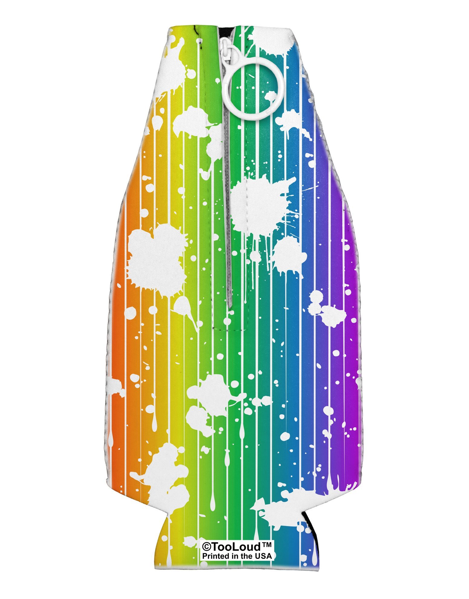 TooLoud Splatter AOP - Rainbow Collapsible Neoprene Bottle Insulator All Over Print