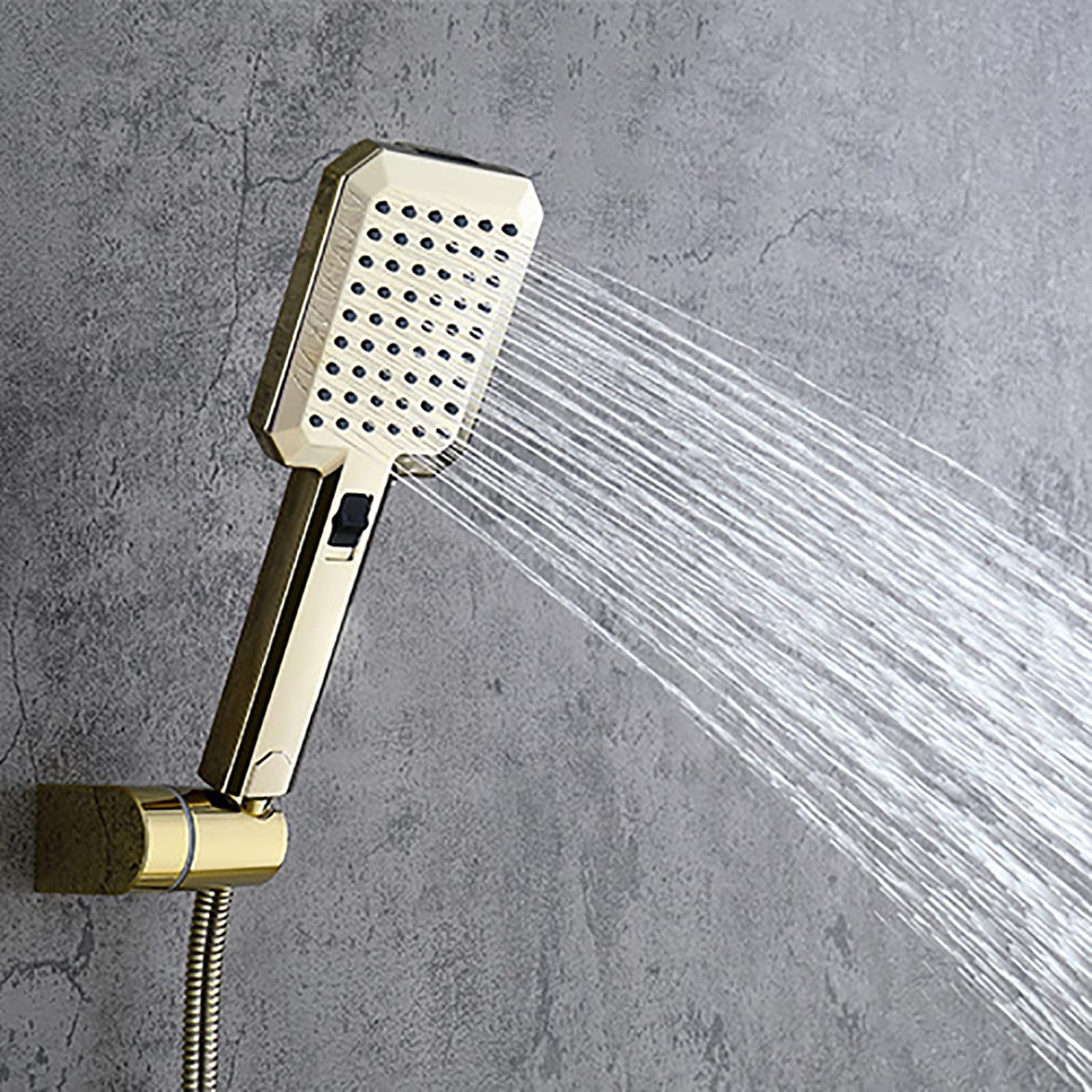 Ducha clásica, Juego de Grifo de Ducha, Ducha de Pared, Mezclador de Lluvia de Alta presión con caño de bañera, Cabezal de Ducha de Lluvia Rectangular de 12 Pulgadas, Ducha de Mano(Gold)