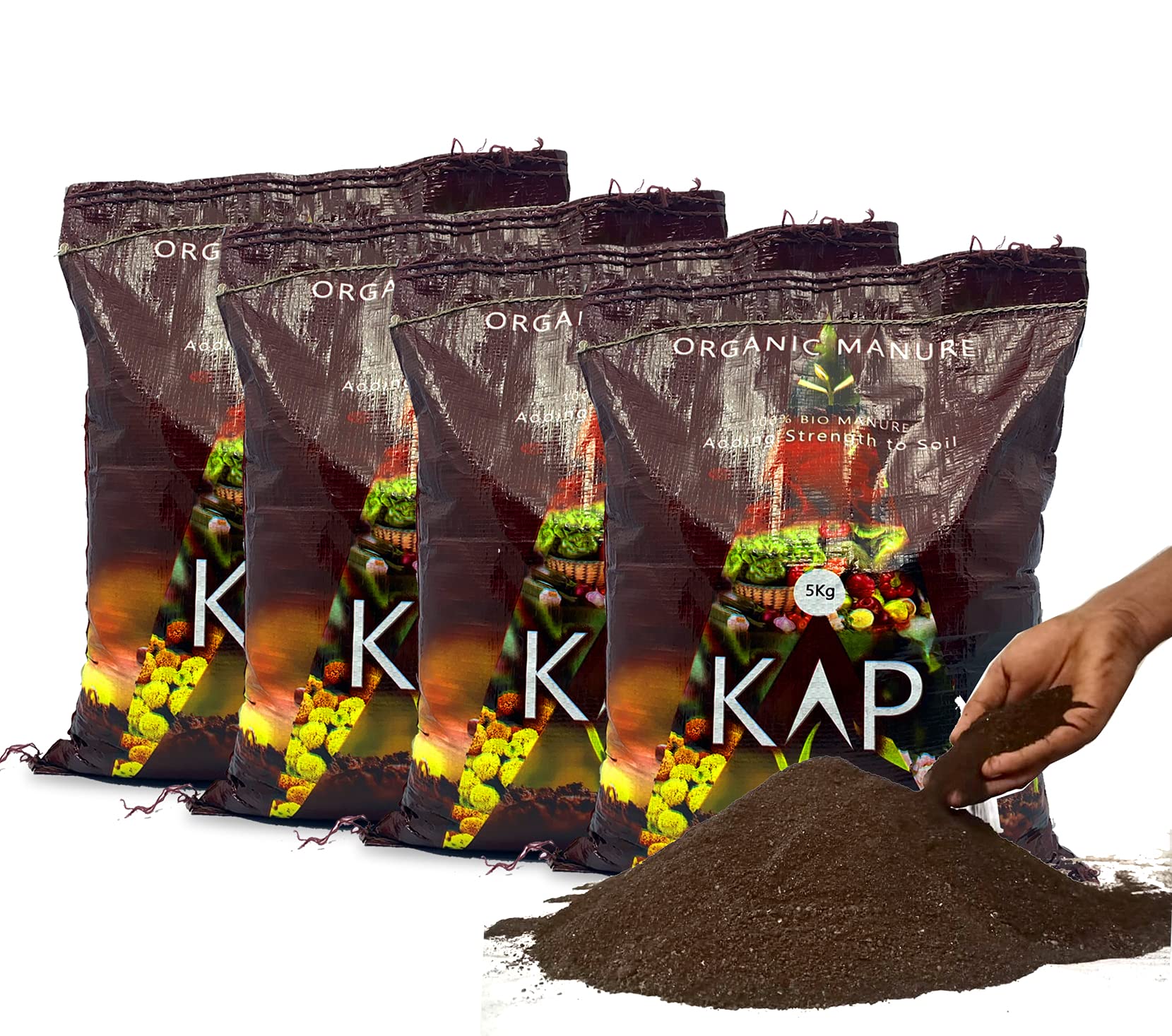 KAP Organic Bio Manure for Home and Kitchen Garden Plants - 20kg (Pack of 4 X 5kg)