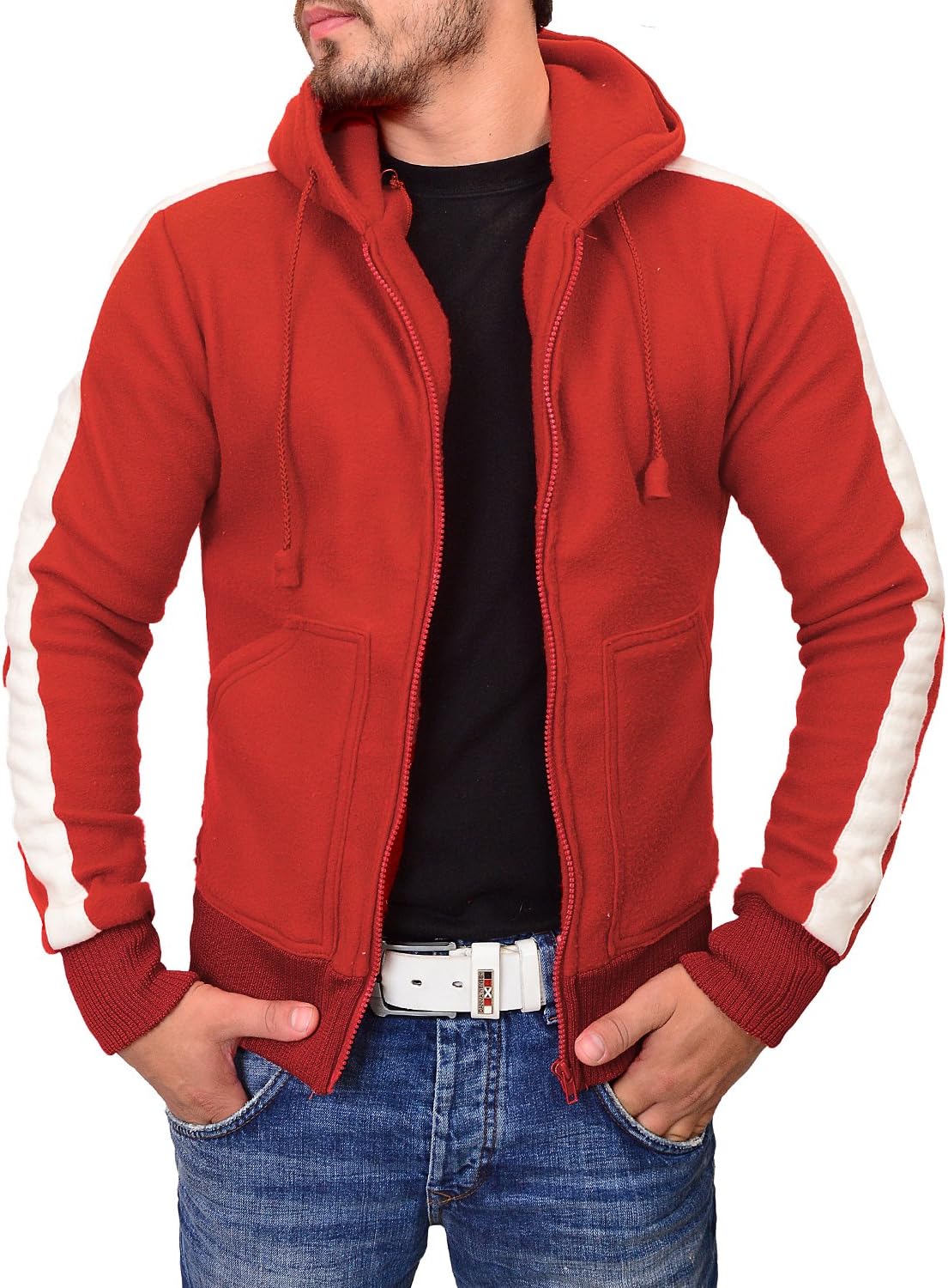 ZARAR Men's Red Hoodie Zipper Sweatshirt Costume Hood Jacket