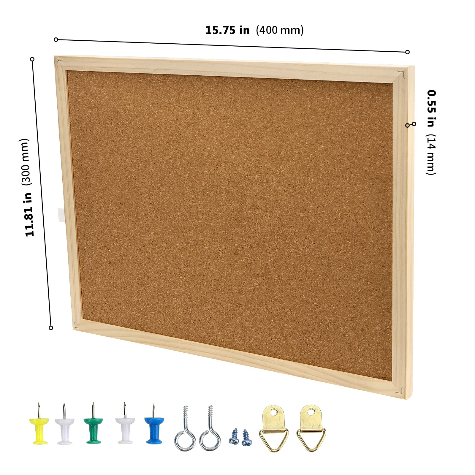 ZEONHEI 4 Bacheche In Sughero 30x40 Cm, Doppia Faccia Con Cornice In Legno, Per Parete Con Spilli Inclusi - 3