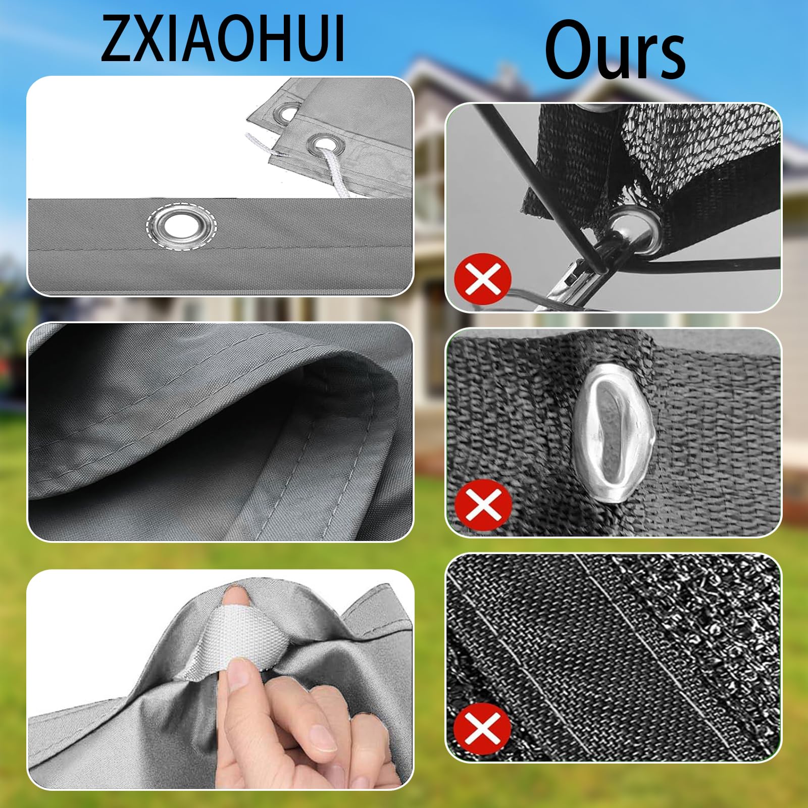 Sonnensegel 150 x 350 cm Sonnenschutz, Wetterschutz, Reißfest, PES Polyester, 98% UV Schutz, Wasserabweisend Segel, Sonnensegel Balkon für Terrasse, Garten, Camping, Hellgrau