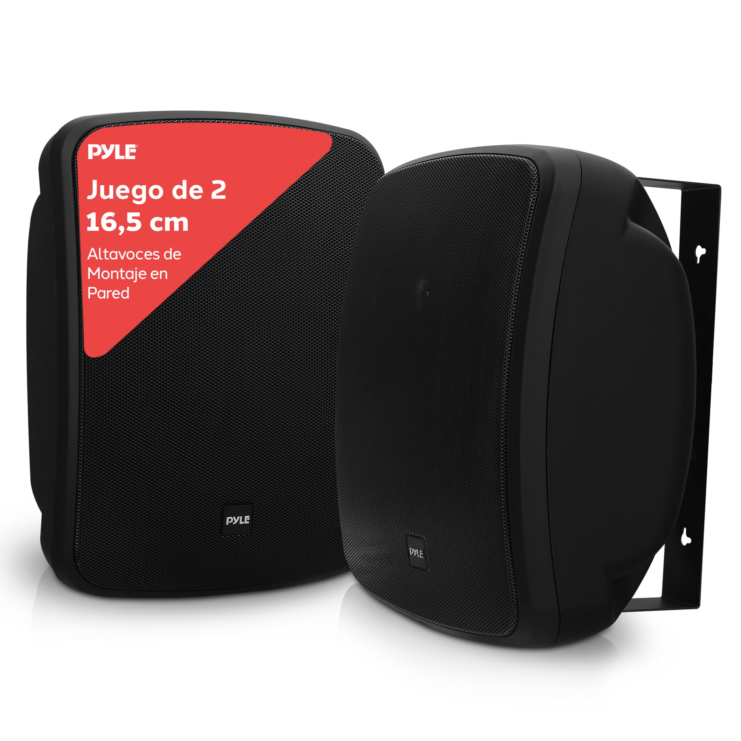 Pyle Altavoz Bluetooth de 800 W con Montaje en Pared – Altavoz Estéreo Activo y Pasivo de 6,​5" (16,​5 cm), Resistente al Agua para Exterior e Interior – Color Negro