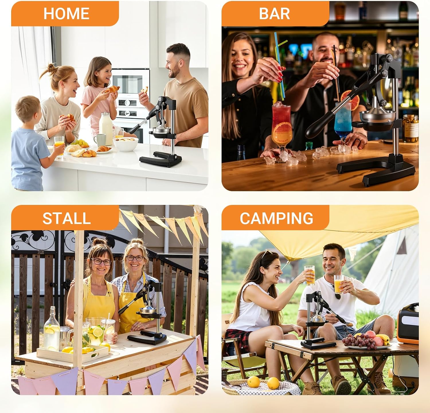 Black Cast Iron Juicer for Bartenders & Health Enthusiasts | Manual Citrus Juicer, with Removable Strainer, Easy Cleaning, Effortless Juicer for Orange Lemon Pomegranate Citrus