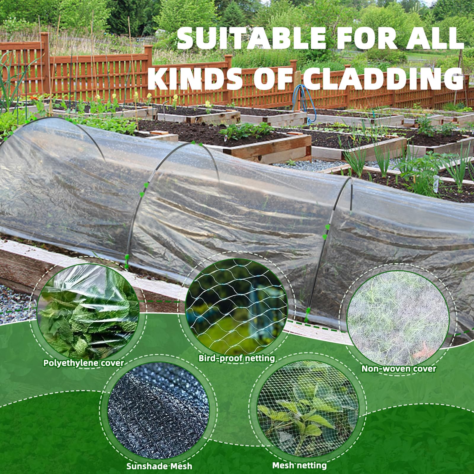 30 Pièces Arceaux Serre Tunnel Jardin En Fibre De Verre – Kit Complet Pour Protection Plantes Contre Insectes Oiseaux Gel, Arceaux Potager Solide Réutilisable