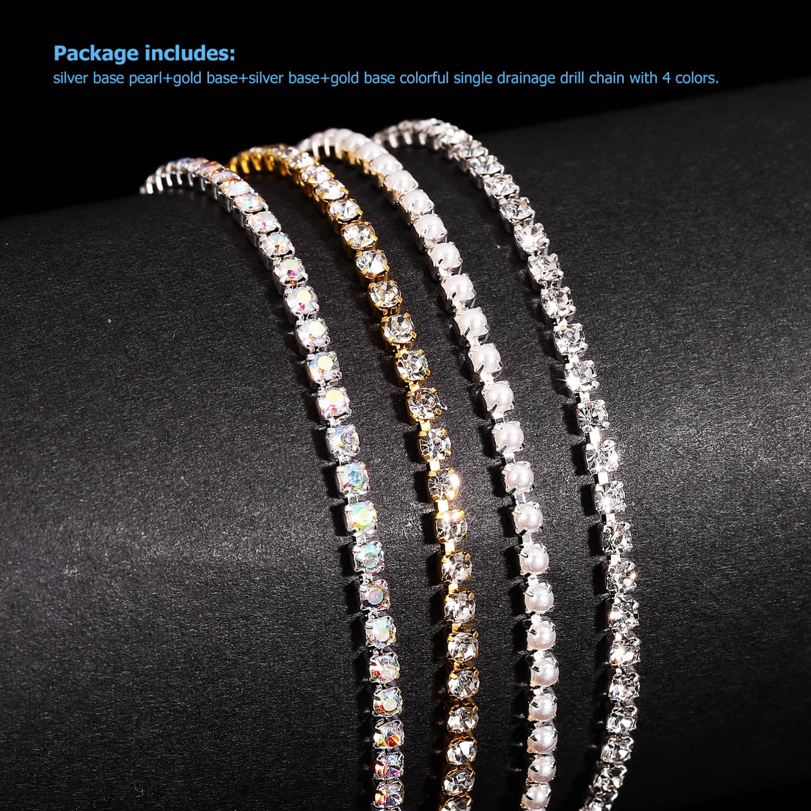 ACiyD Stück Strass-Besatz Diamant-Kristallkettenapplikationen Bling-Bordüren für DIY-Dekoration und Hochzeitskleidungsverschönerungen