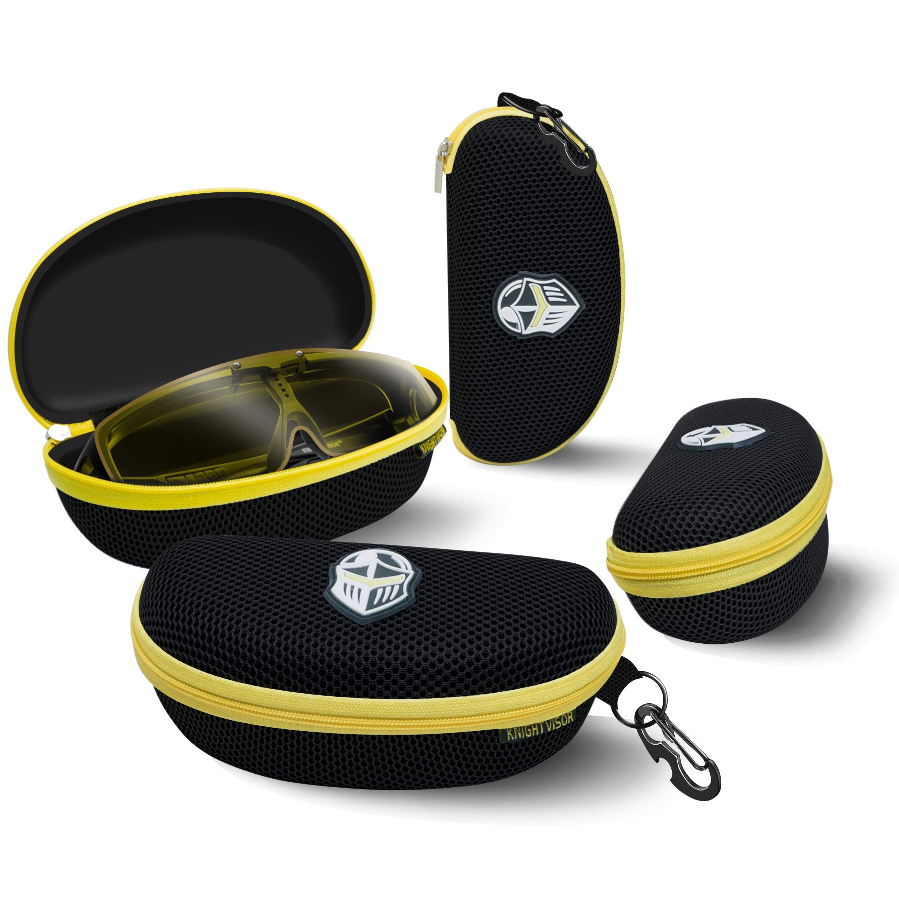 BLUPOND - Custodia per occhiali da sole in EVA semi dura, con gancio in metallo per sport, occhiali da sole - Nero - Large