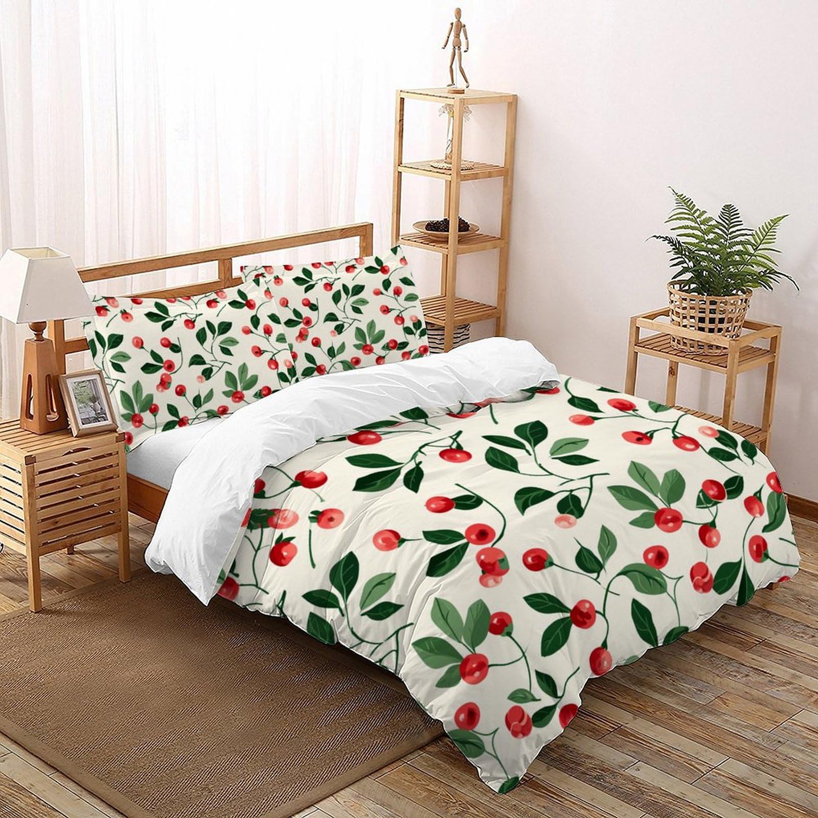 Parure de couette fleurs printanières linge de lit floral housse de couette 260x220 Super King