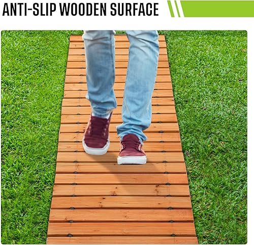 Miniatura 5 de Tatuo Paquete de 3 caminos de madera de 8 pies para jardín, camino recto, camino al aire libre, pavimentos de madera para jardín, patio trasero,