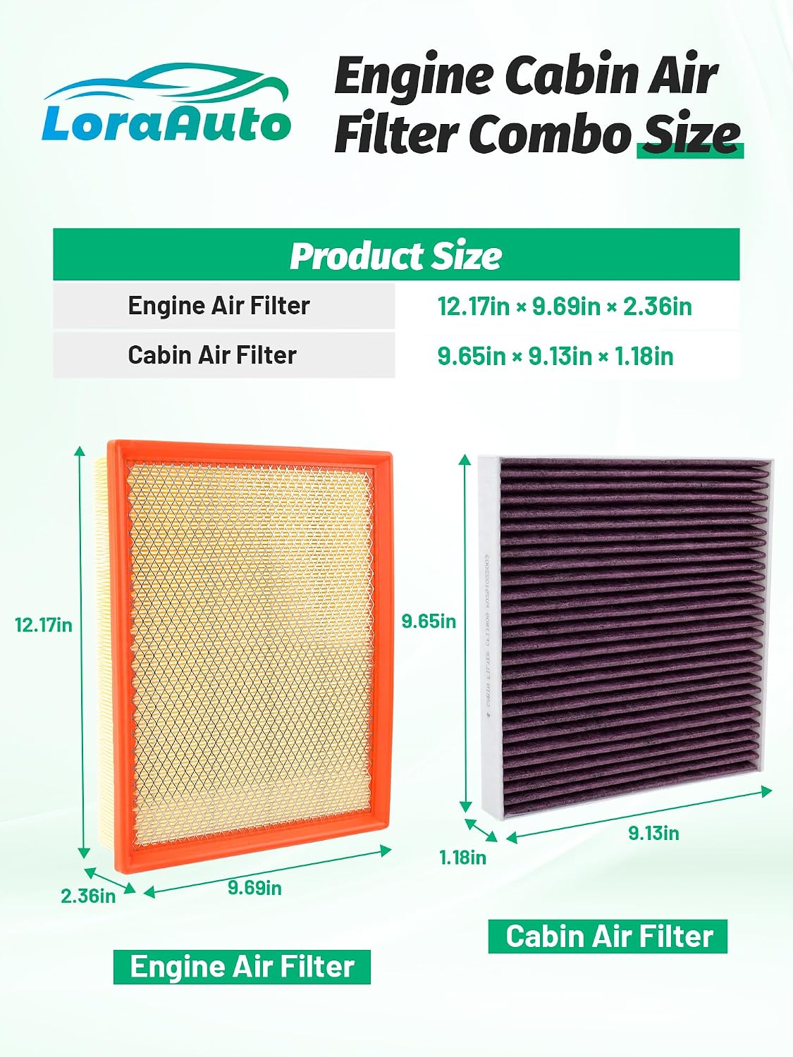 CA8755A CF11809 Premium High Density Engine Cabin Air Filter Combo