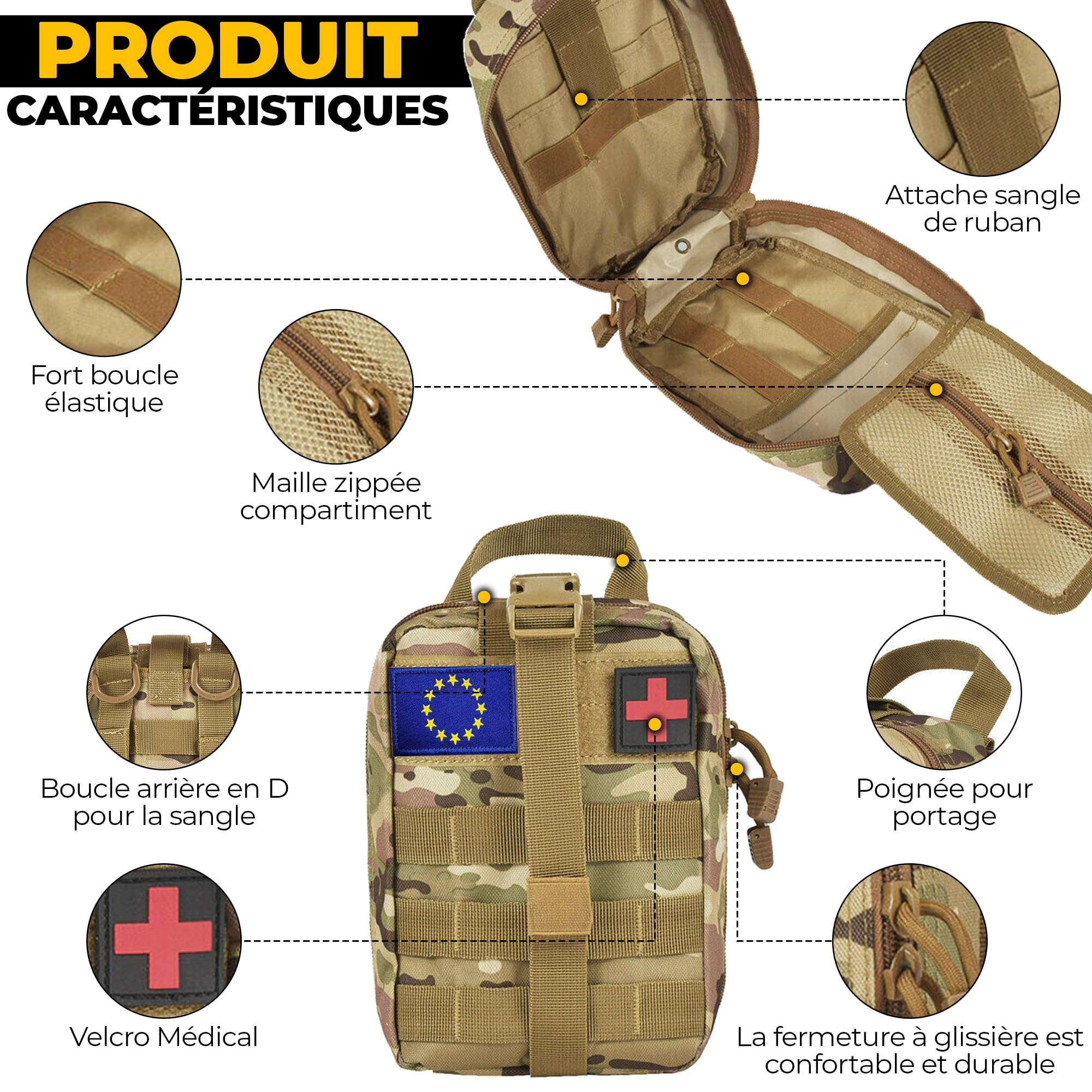 Kit de Survie Ultime Complet 153 en 1, Trousse de Secours d’Urgence pour Premiers Soins, Sac de Survie Complet Pratique, Trousse de Secours Complete Leger, Survie Materiel Militaire pour Camping