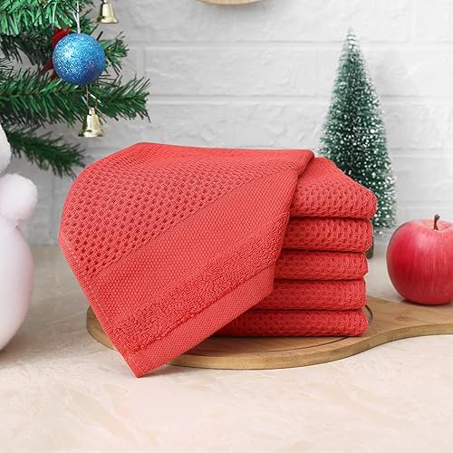 Miniatura 3 de Homaxy Paños de cocina 100% algodón, paquete de 8 12 x 12 pulgadas, tejido de gofre, muy suaves y absorbentes, paños de cocina de secado rápido,